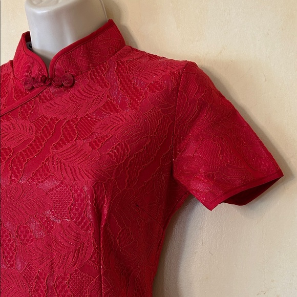 Classic Red Cheongsam-Style Dress size S - Picture 6 of 12